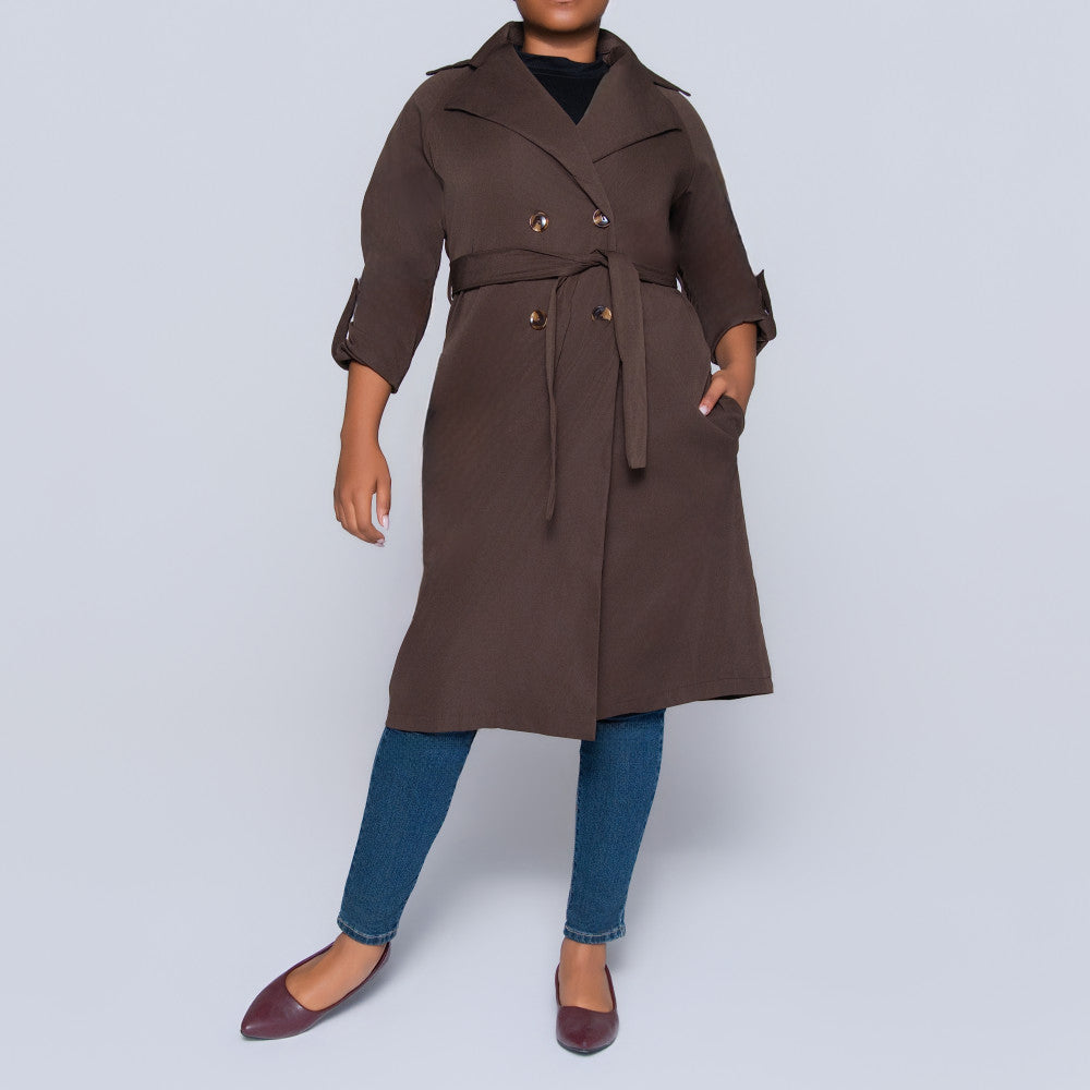 Chocolate Long Sleeve Melton Jacket