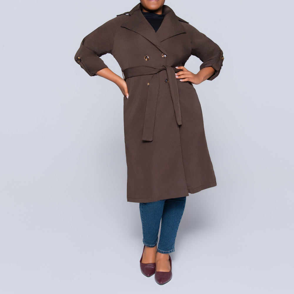 Chocolate Long Sleeve Melton Jacket