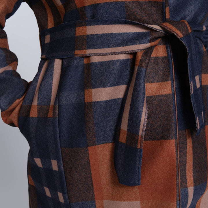 Check Print Melton Hooded Jacket