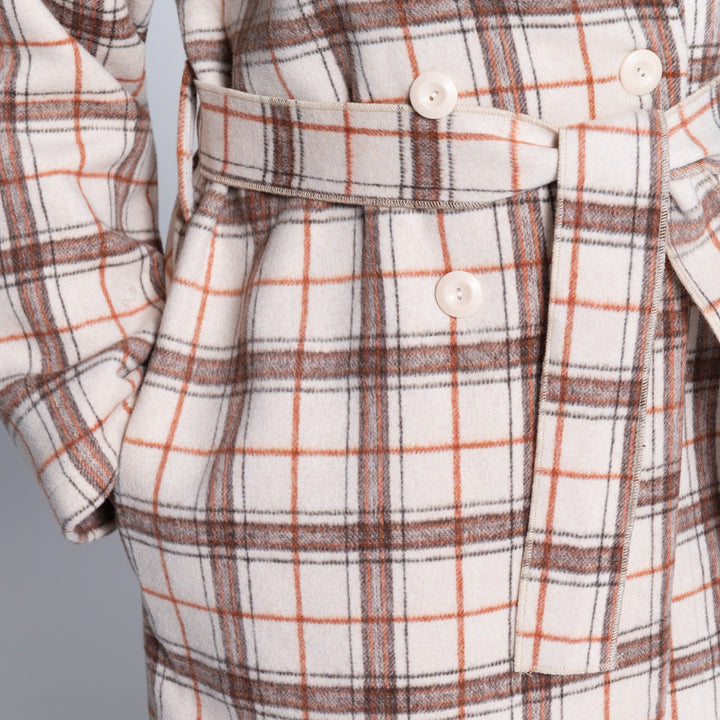 Stone Long Sleeve Check Print Melton Jacket