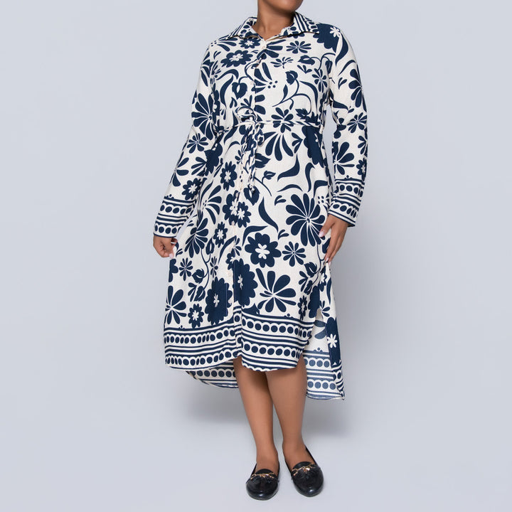 Printed Tie-Belt Tunic