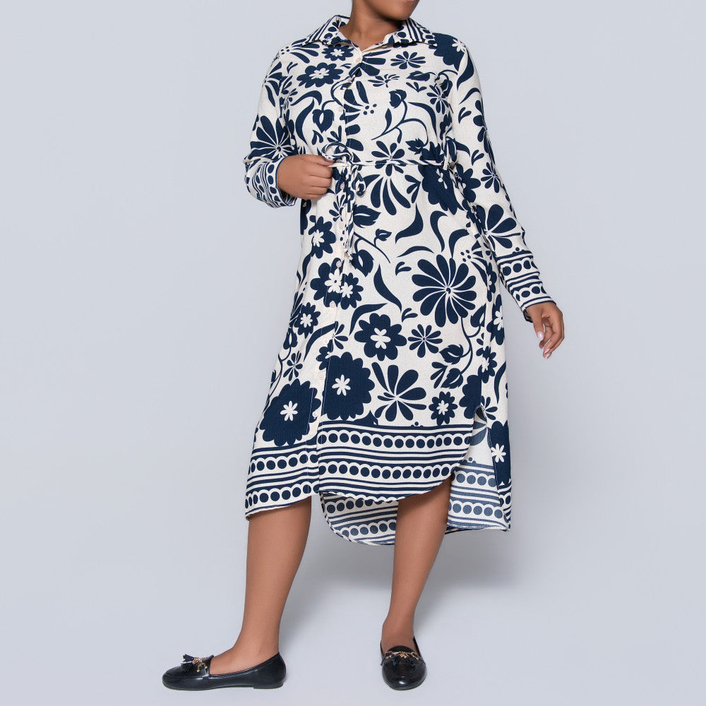 Printed Tie-Belt Tunic