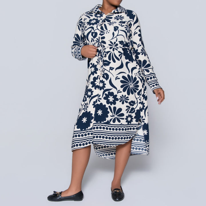 Printed Tie-Belt Tunic