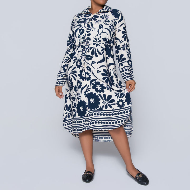 Printed Tie-Belt Tunic