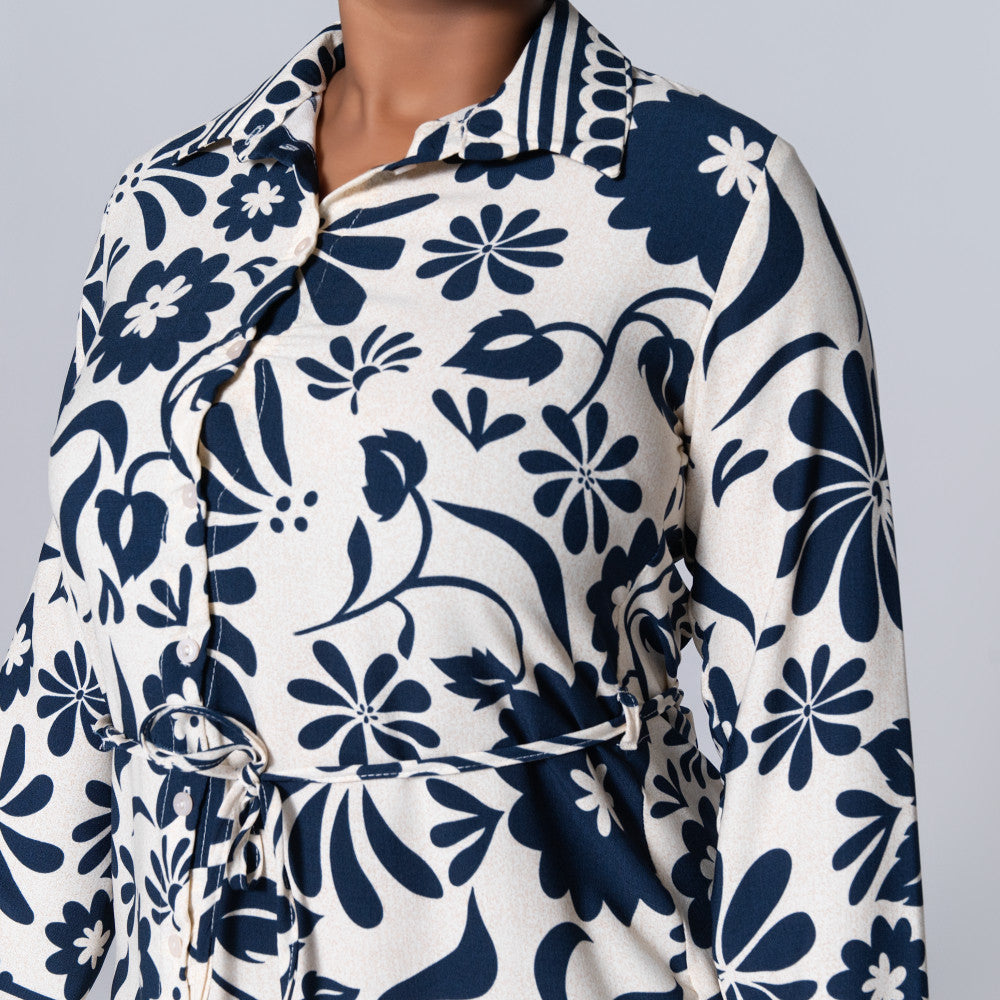 Printed Tie-Belt Tunic