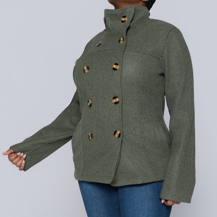 Olive Long Sleeve Melton Jacket