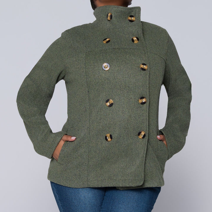 Olive Long Sleeve Melton Jacket