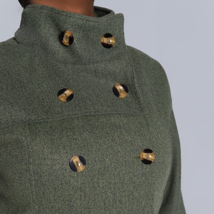 Olive Long Sleeve Melton Jacket