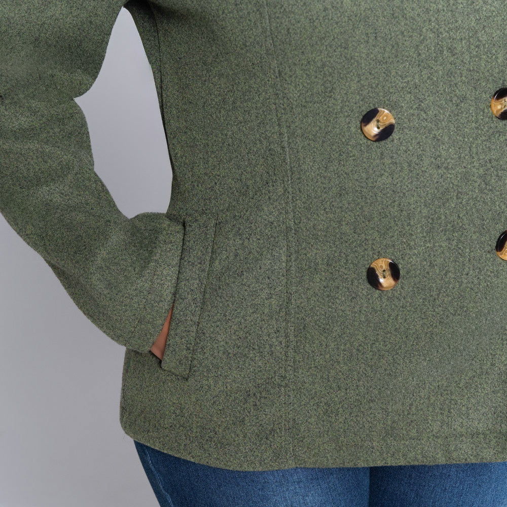 Olive Long Sleeve Melton Jacket