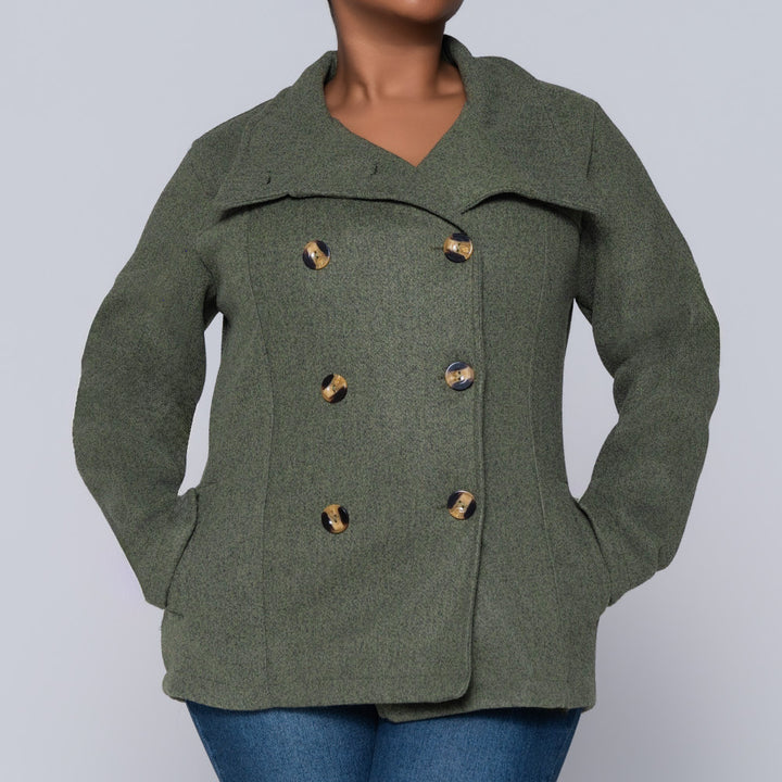 Olive Long Sleeve Melton Jacket