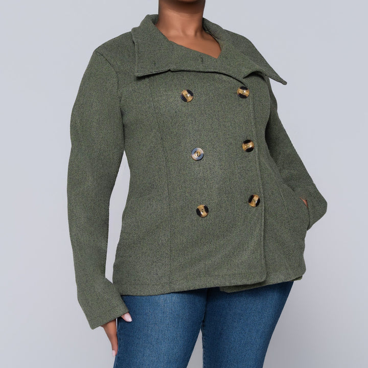 Olive Long Sleeve Melton Jacket