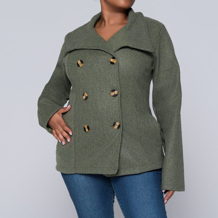 Olive Long Sleeve Melton Jacket