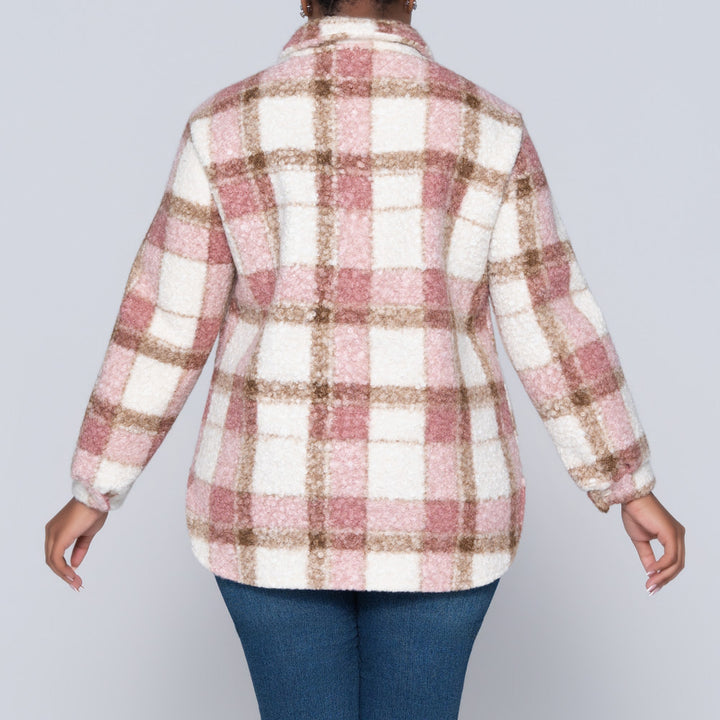 Mink Long Sleeve Boucle Check Print Jacket