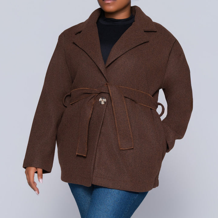 Long Sleeve Choc  Melton Jacket