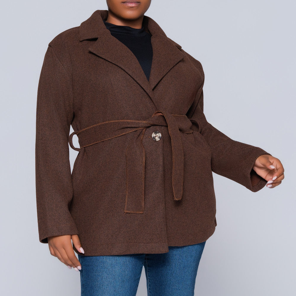 Long Sleeve Choc  Melton Jacket