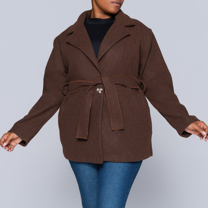 Long Sleeve Choc  Melton Jacket