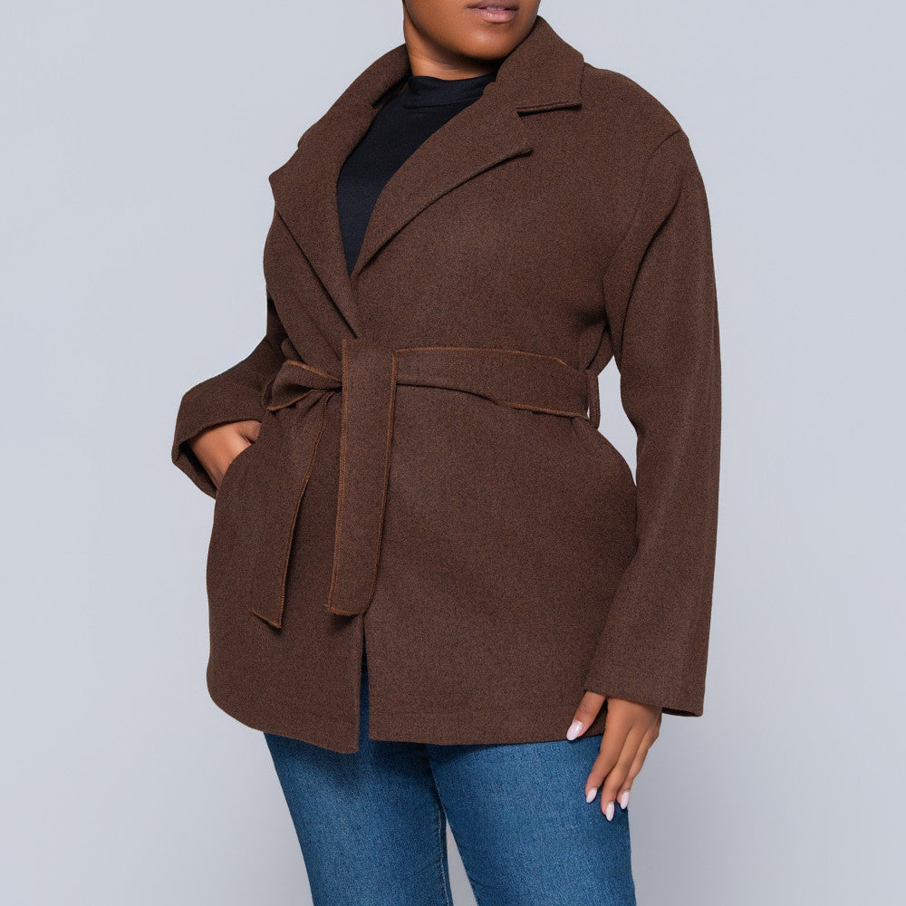 Long Sleeve Choc  Melton Jacket