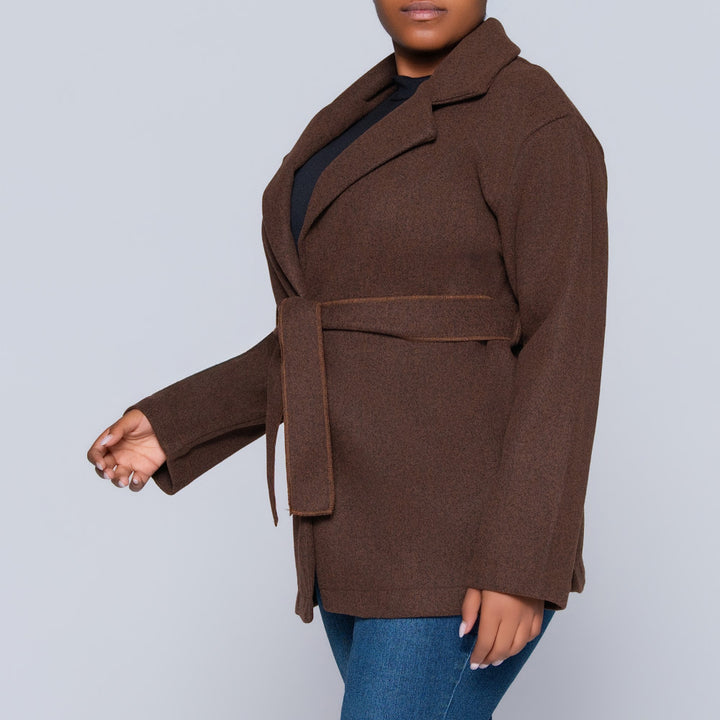 Long Sleeve Choc  Melton Jacket