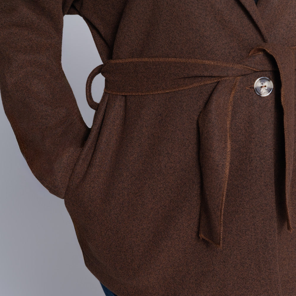 Long Sleeve Choc  Melton Jacket