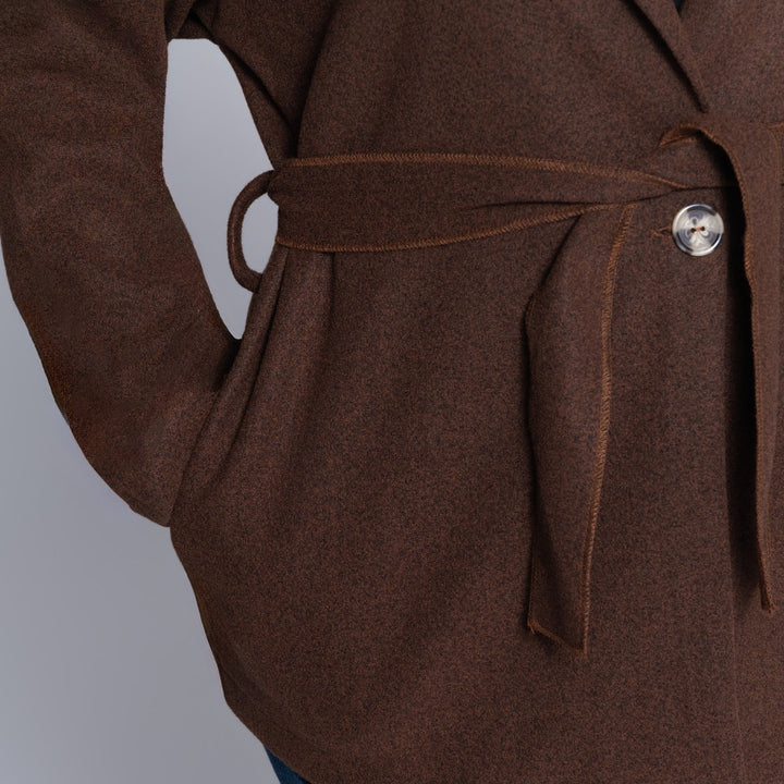 Long Sleeve Choc  Melton Jacket
