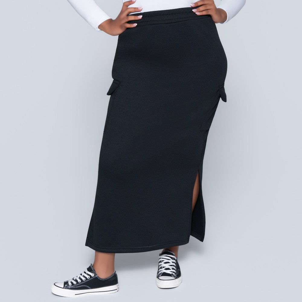 Black Cargo Pocket Skirt