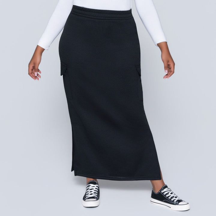Black Cargo Pocket Skirt