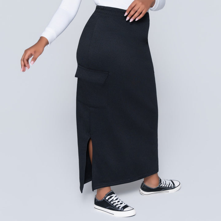 Black Cargo Pocket Skirt