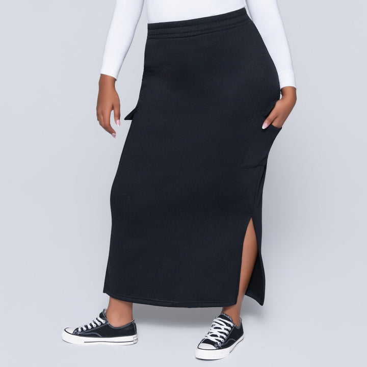 Black Cargo Pocket Skirt