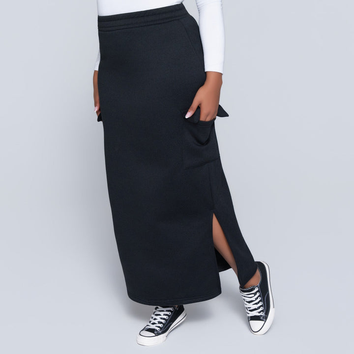 Black Cargo Pocket Skirt