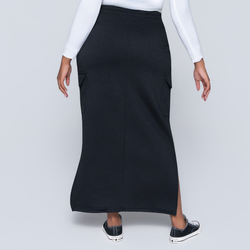 Black Cargo Pocket Skirt