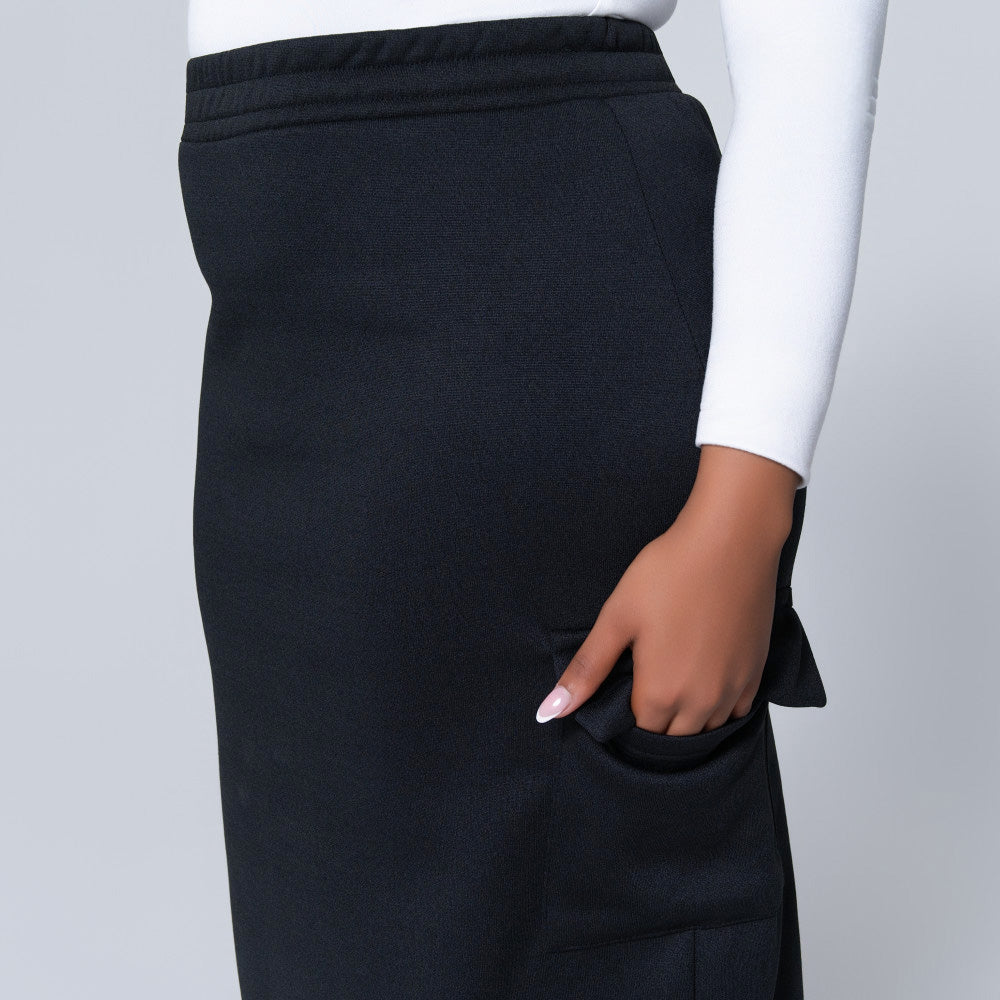 Black Cargo Pocket Skirt