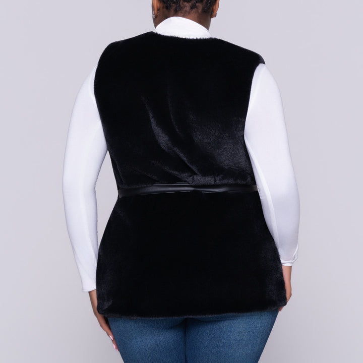 Black Sleeveless Fur Jacket