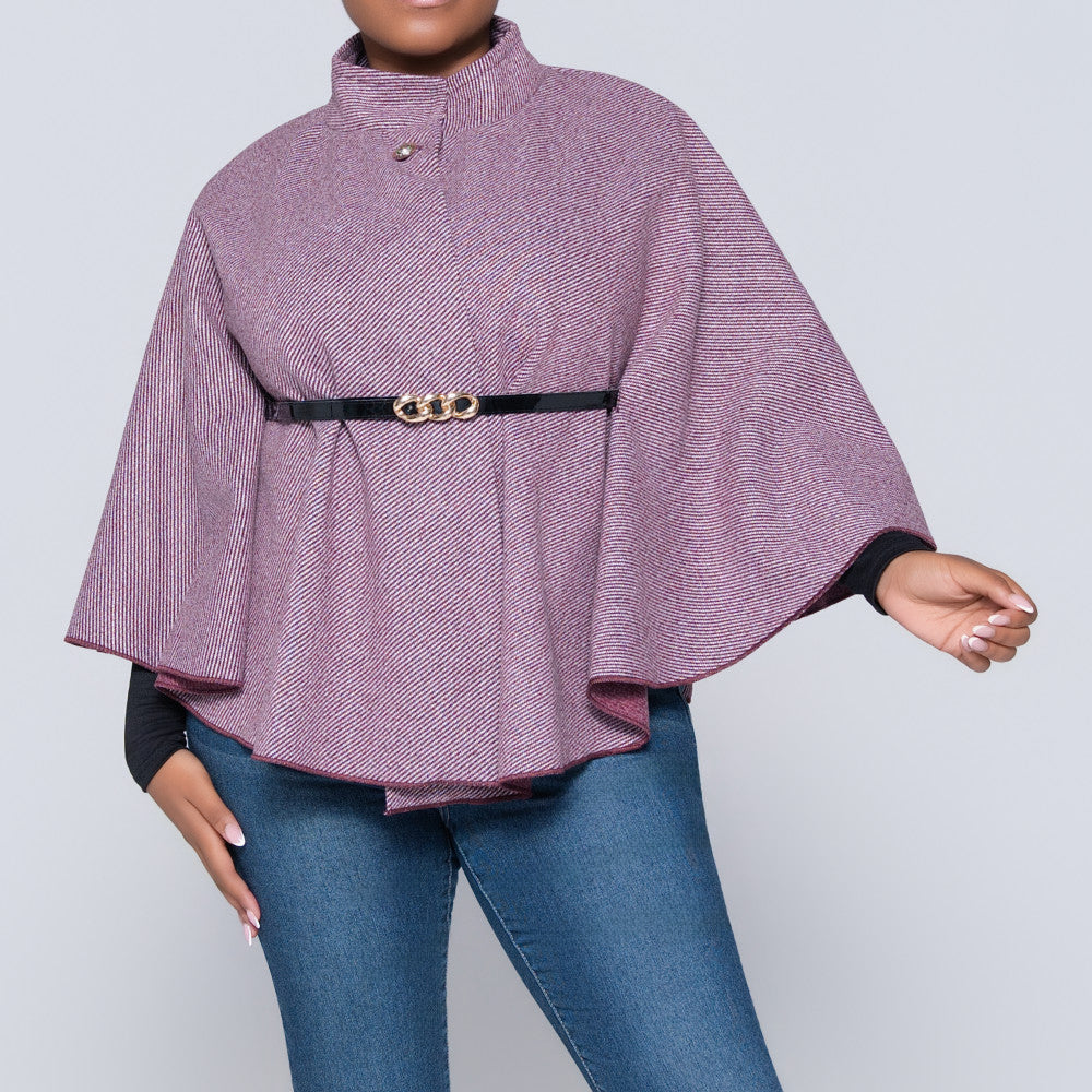 Burgandy Melange Twill Melton Jacket