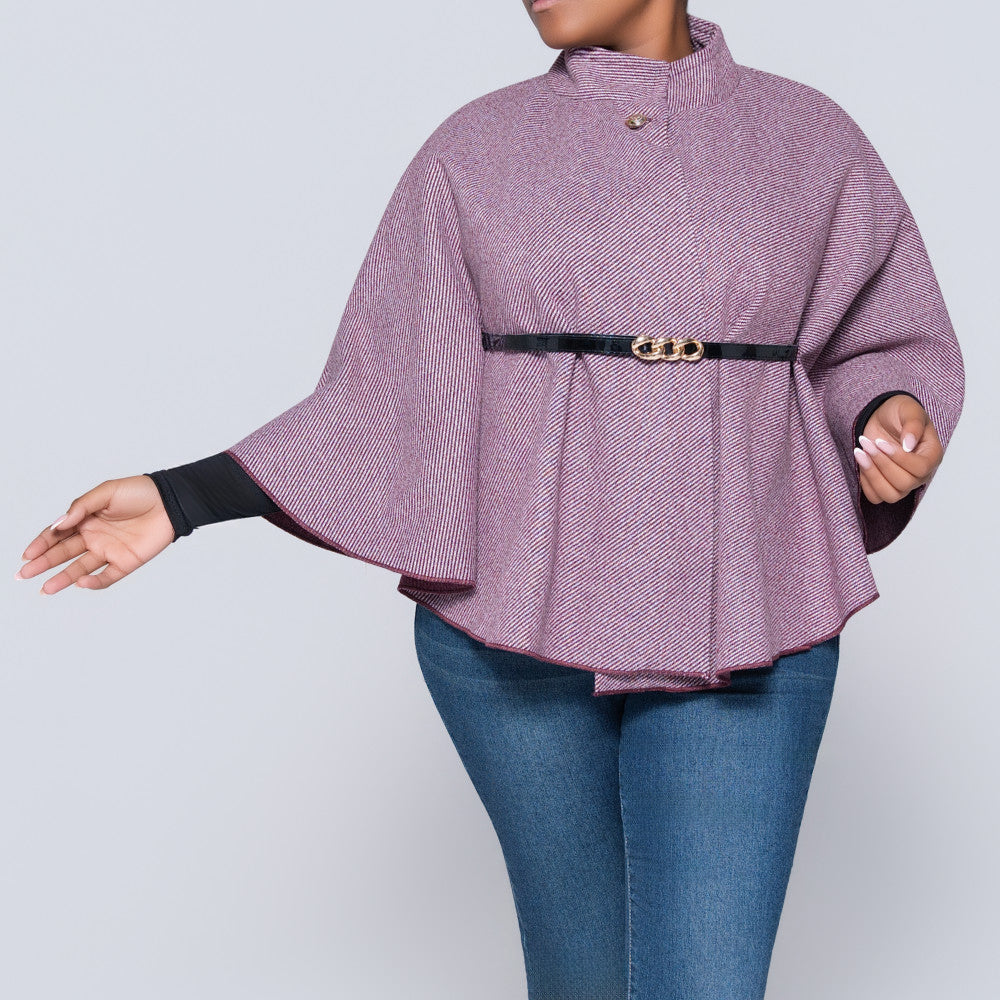 Burgandy Melange Twill Melton Jacket