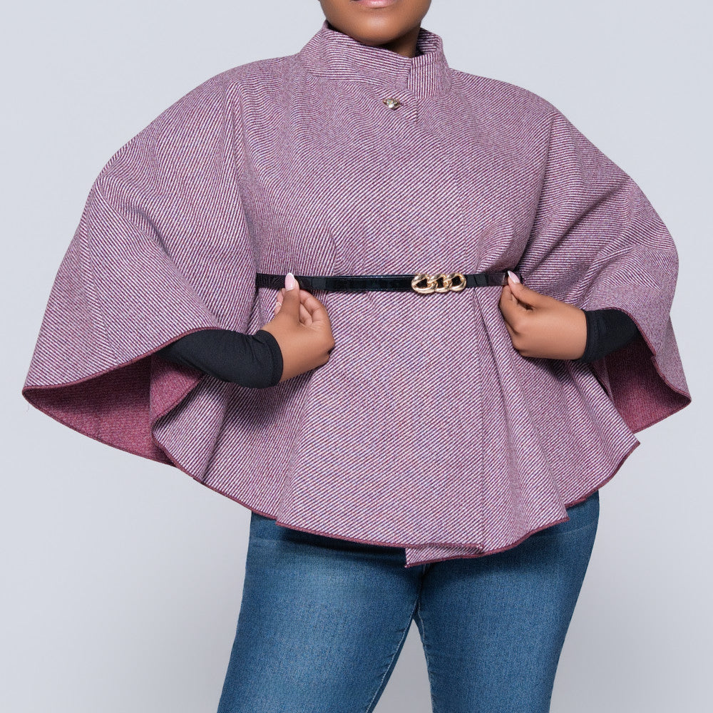 Burgandy Melange Twill Melton Jacket