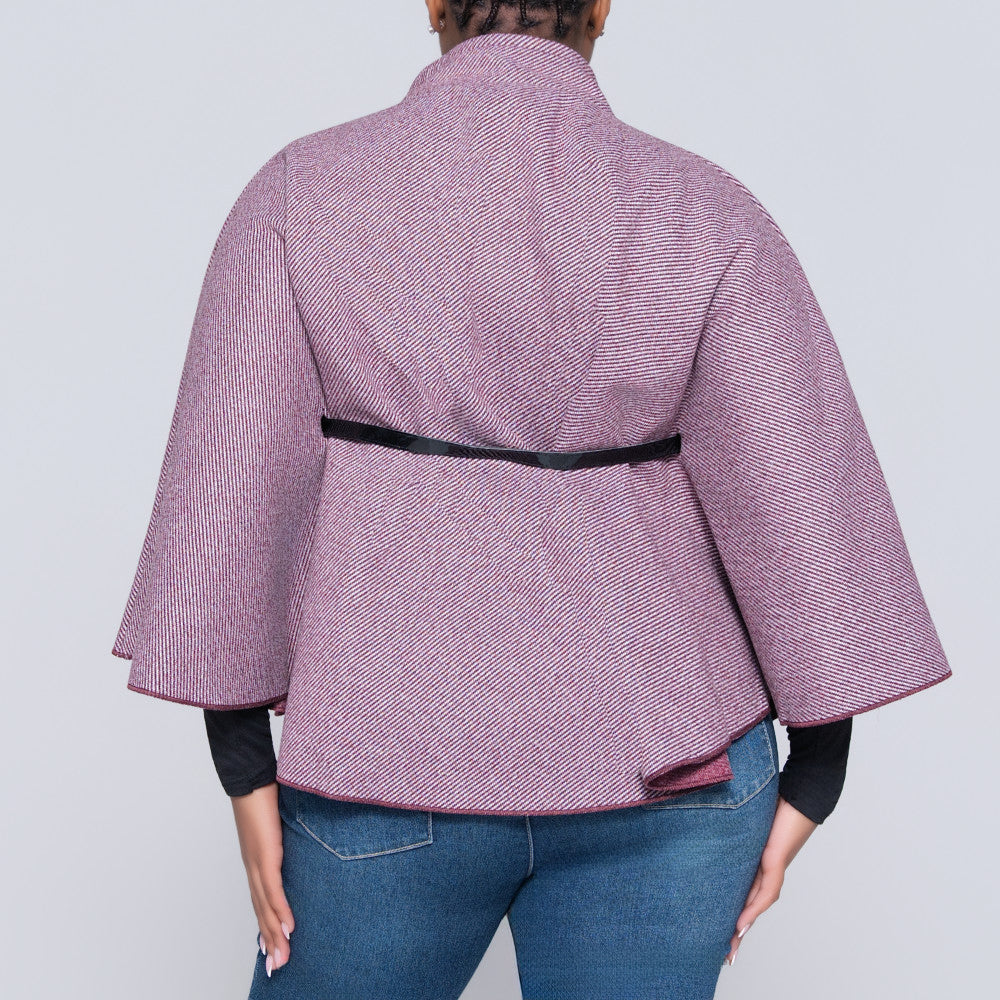 Burgandy Melange Twill Melton Jacket