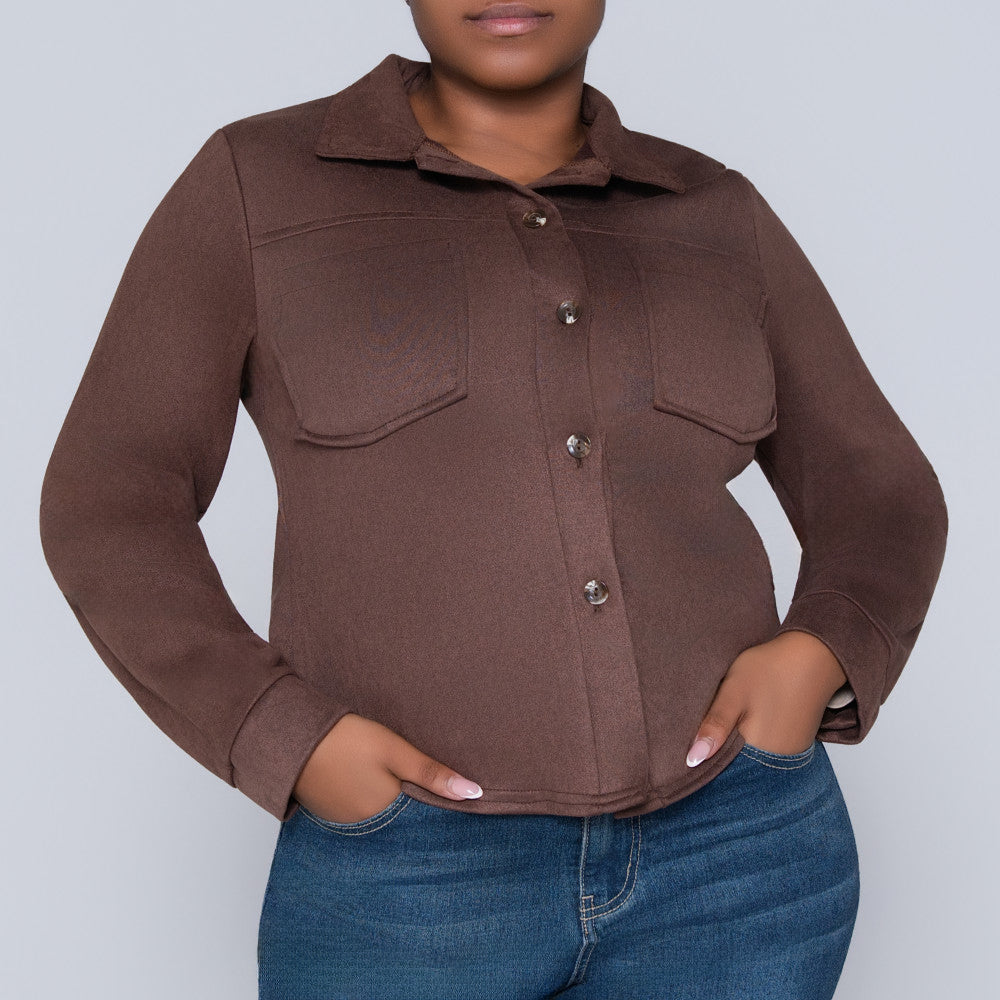 Choc Crepe Scuba Jacket