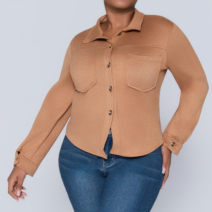 Tan Crepe Scuba Jacket