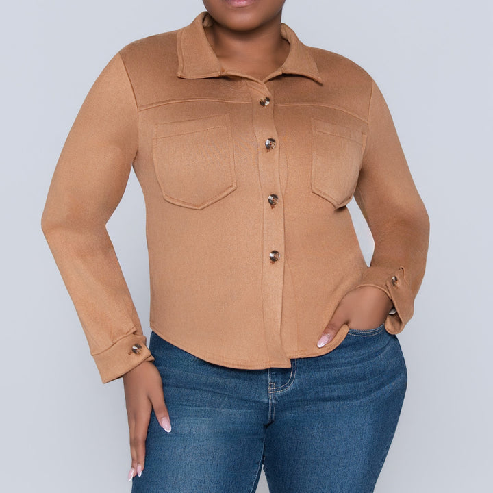 Tan Crepe Scuba Jacket