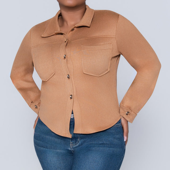 Tan Crepe Scuba Jacket