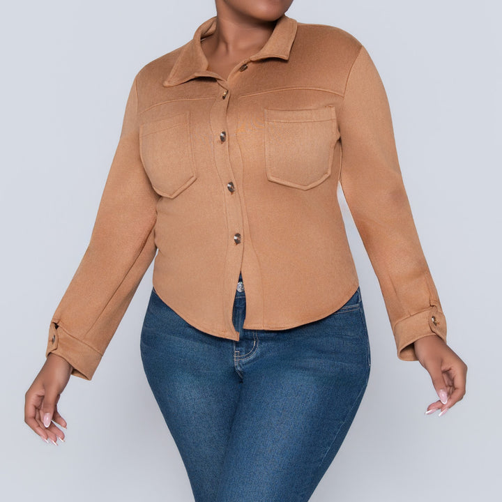 Tan Crepe Scuba Jacket
