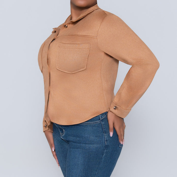Tan Crepe Scuba Jacket