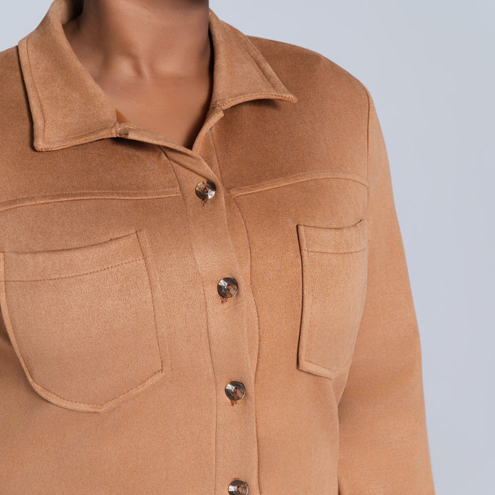 Tan Crepe Scuba Jacket