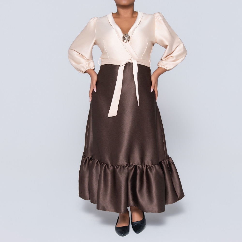 Poly Span Nude Tie-Belt Dress