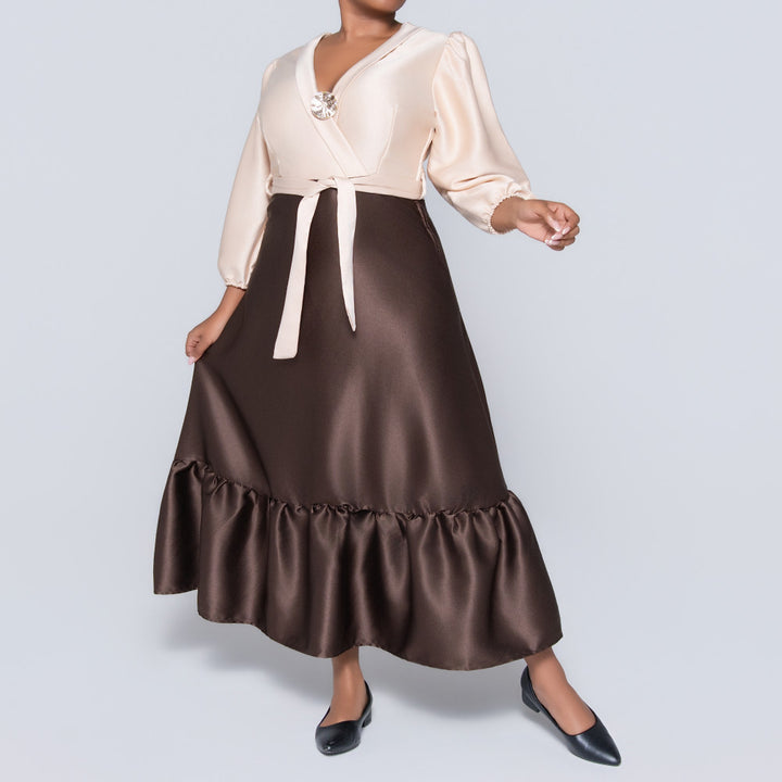 Poly Span Nude Tie-Belt Dress