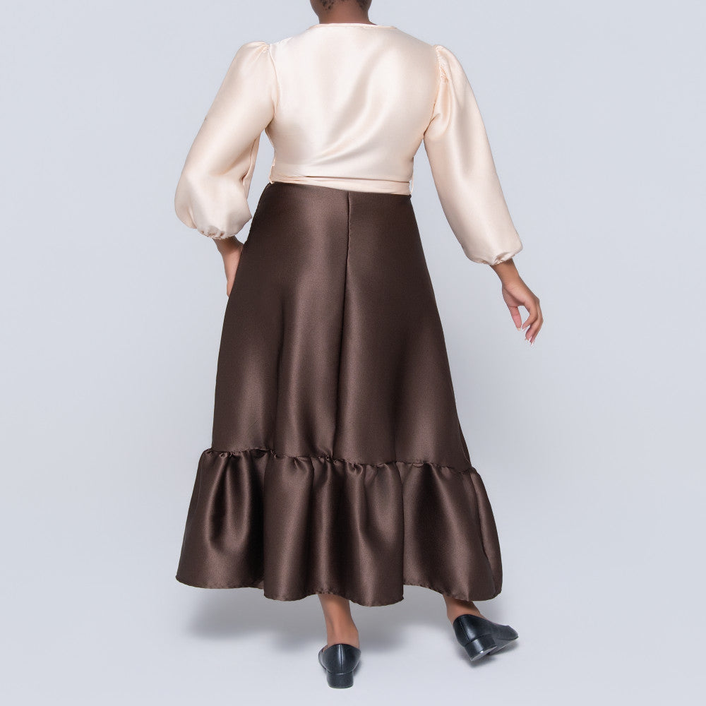 Poly Span Nude Tie-Belt Dress