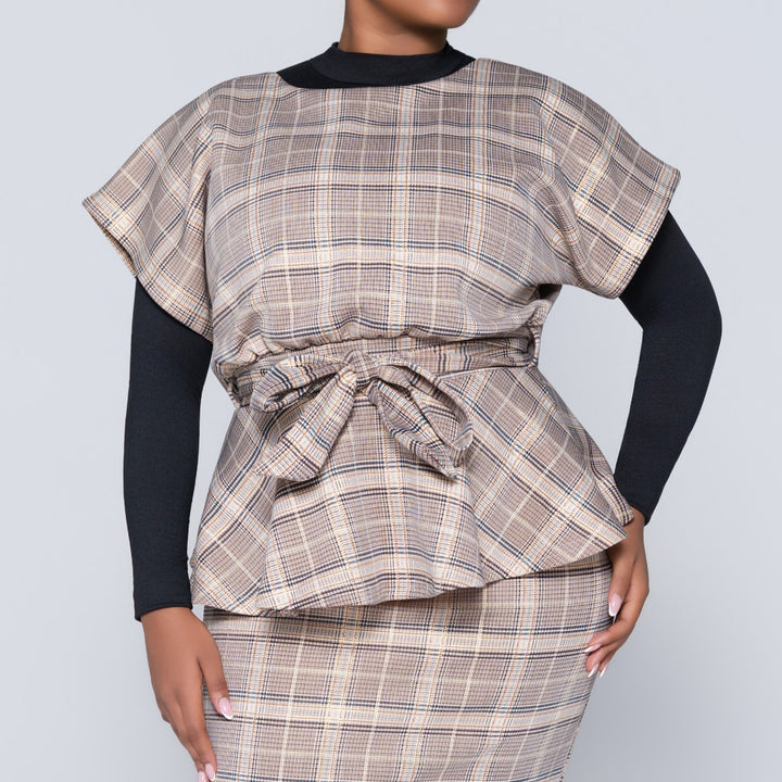 Foil Print Scuba Peplum Top