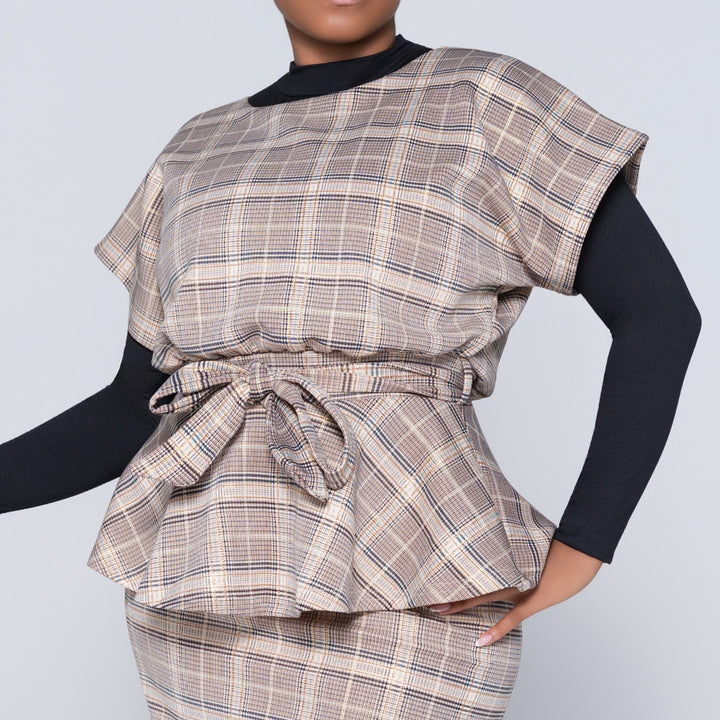 Foil Print Scuba Peplum Top