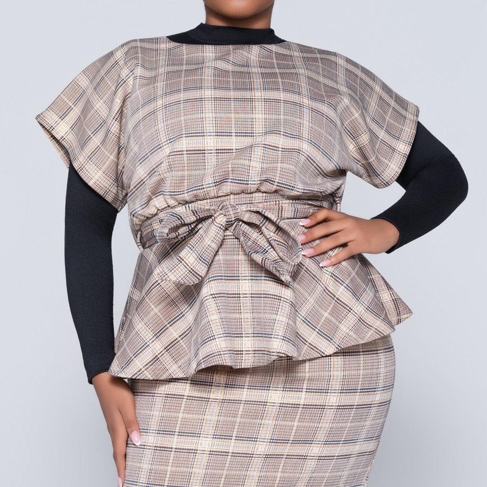 Foil Print Scuba Peplum Top