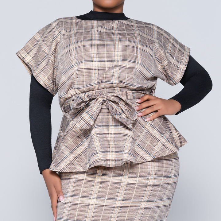 Foil Print Scuba Peplum Top